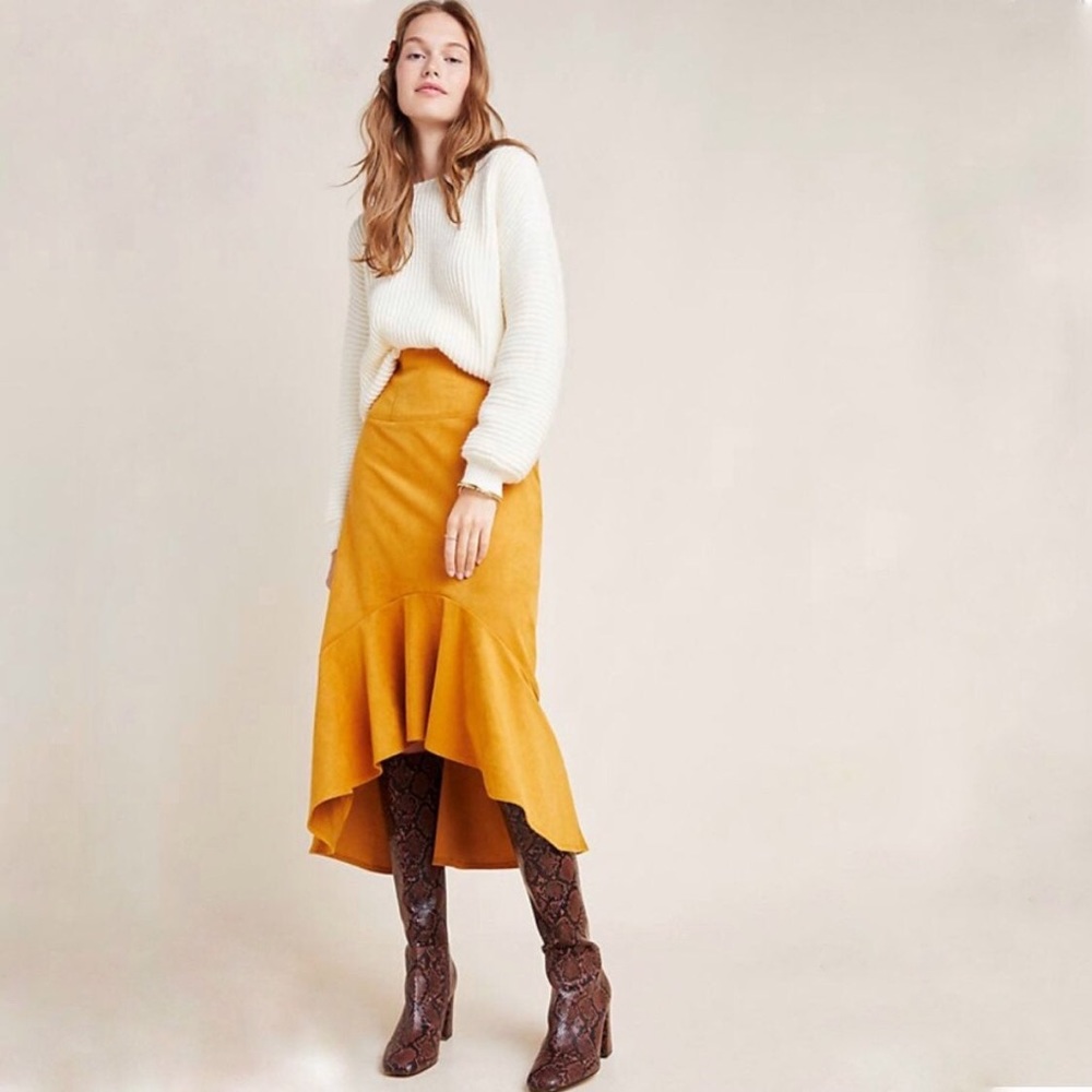 🖤Anthropologie | Gorgeous Yellow Suede Skirt!! 💛
